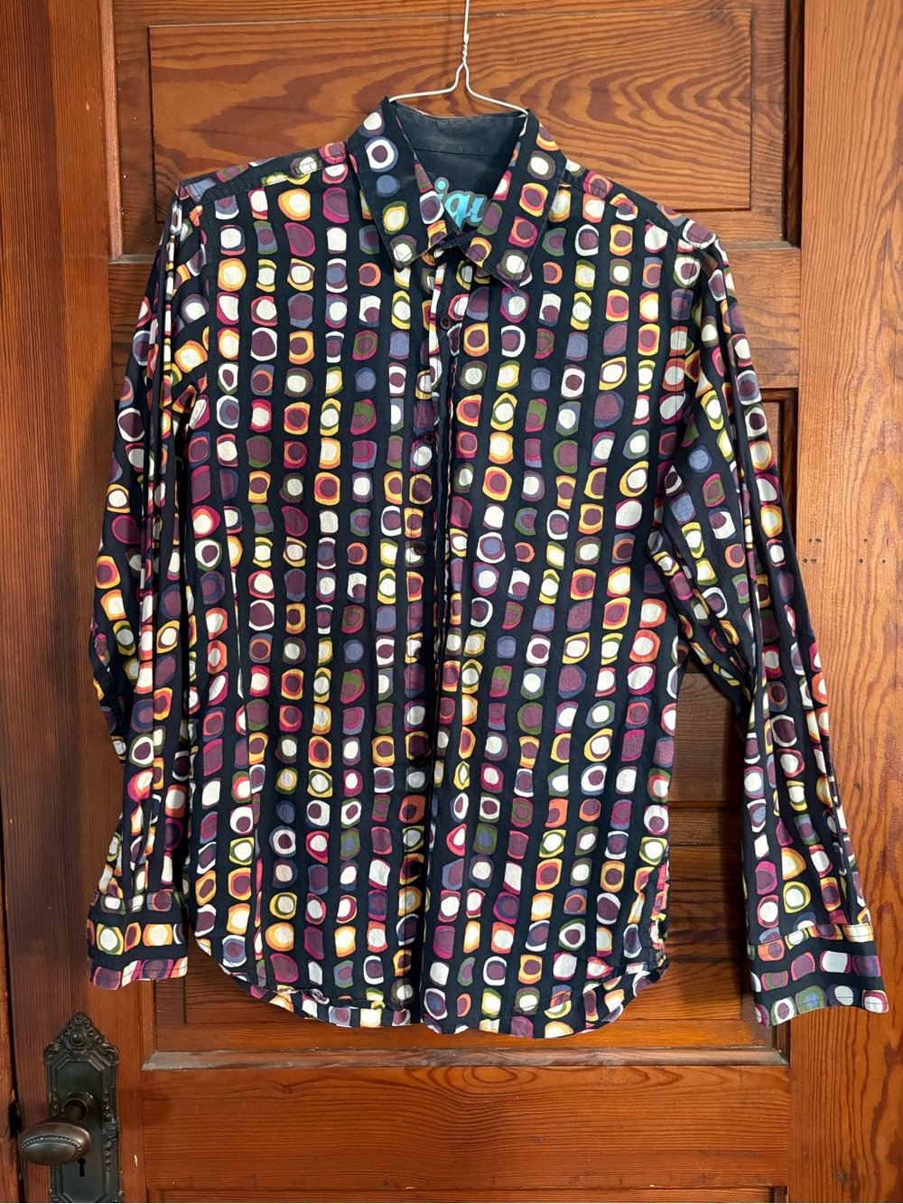 Desigual Vintage Men's Multicolor Geometric Button-Down Shirt - Black Base